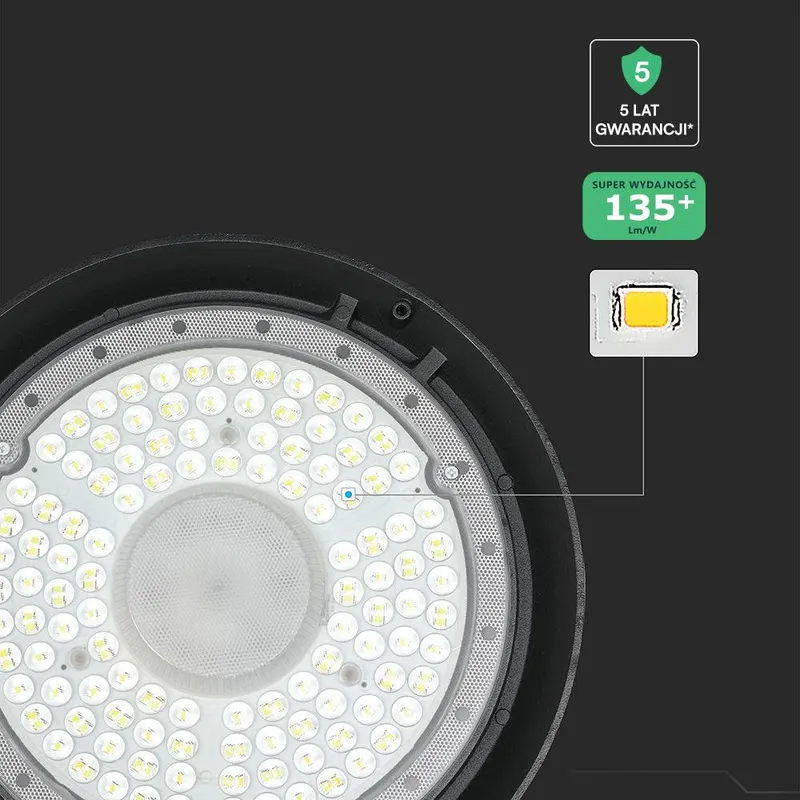 Oprawa V-TAC 150W LED UFO High Bay IP65 ALU 135LM/W VT-92151-N 4000K 20250LM 5 Lat Gwarancji