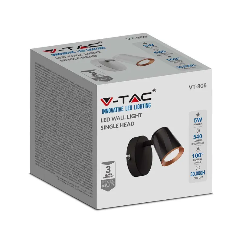 Kinkiet V-TAC 5W LED VT-806 4000K 540LM 3 Lata Gwarancji - Biały