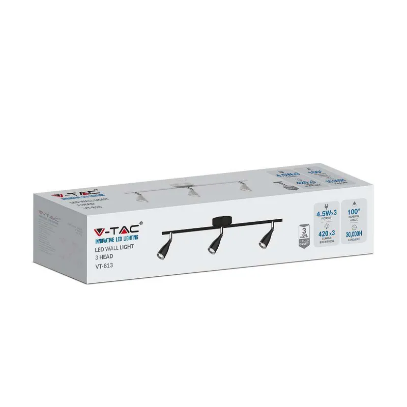 Oprawa Sufitowa Listwa V-TAC 13.5W LED VT-813 3000K 1260LM 3 Lata Gwarancji - Czarna