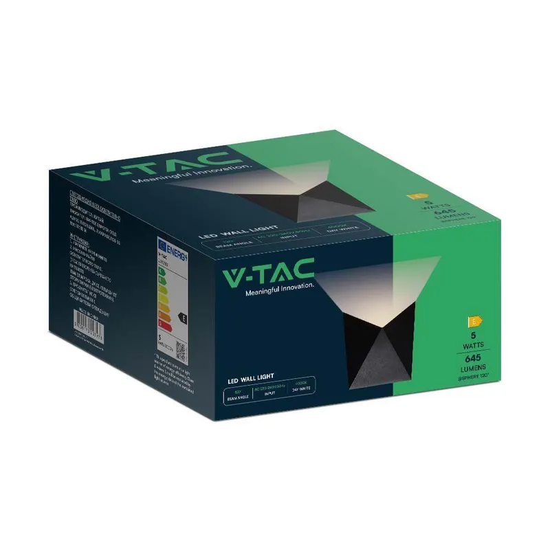 Kinkiet Ścienny V-TAC 5W LED IP65 VT-825-N 4000K 645LM - Czarny