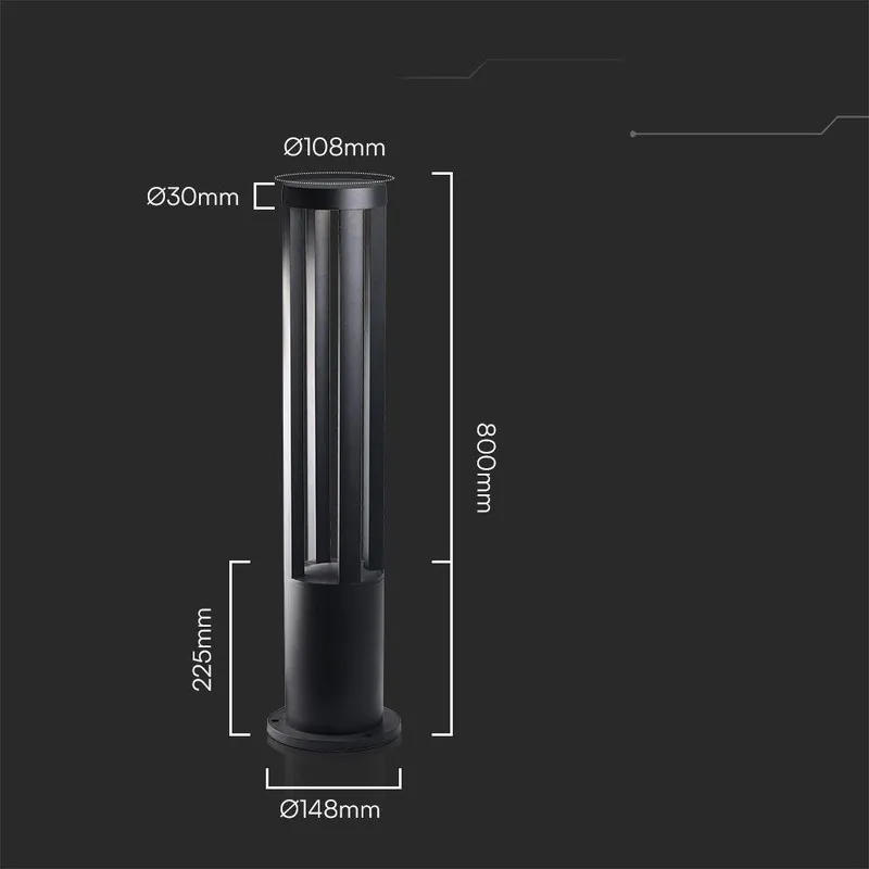 Słupek Ogrodowy V-TAC 10W LED IP65 80cm VT-820 3000K 1000LM - Szary