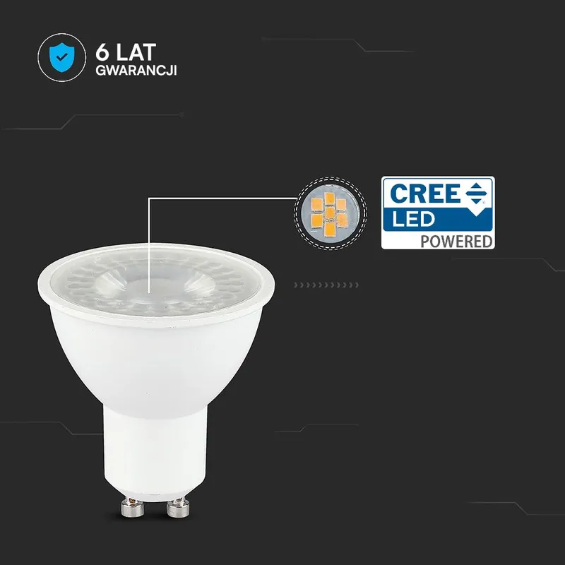 Żarówka LED V-TAC CREE CHIP GU10 7,5W 38ST VT-291 3000K 610LM 6 Lat Gwarancji