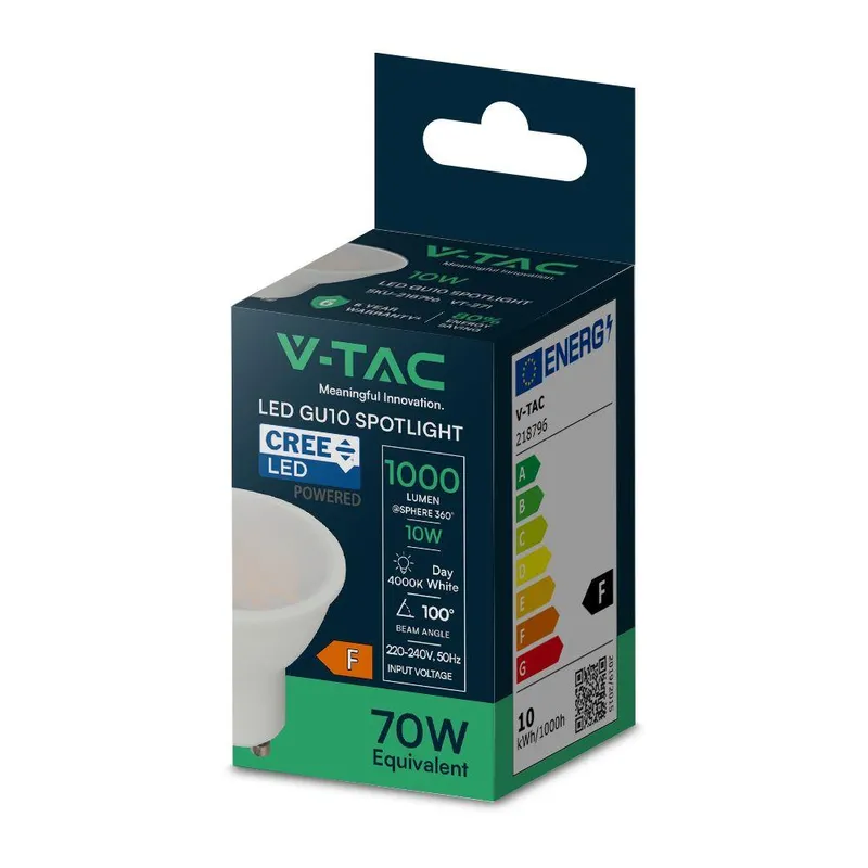 Żarówka LED V-TAC CREE CHIP GU10 10W 100ST VT-271 4000K 1000LM 6 Lat Gwarancji