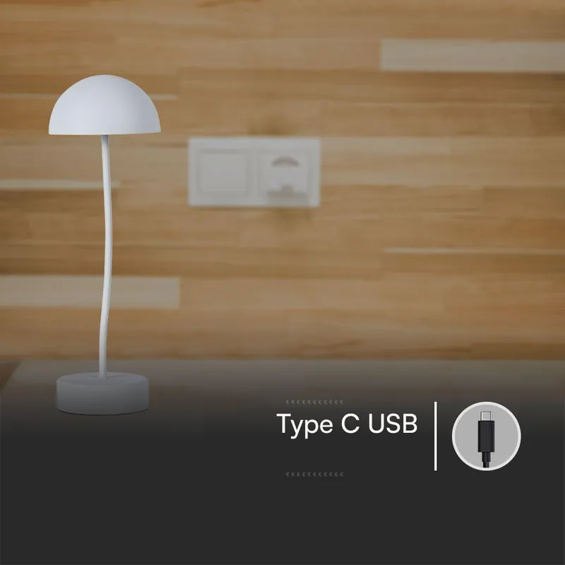 Lampka Stołowa Nocna V-TAC 3W LED 36cm Ładowanie Ściemnianie VT-7574 3000K 100LM - Biała