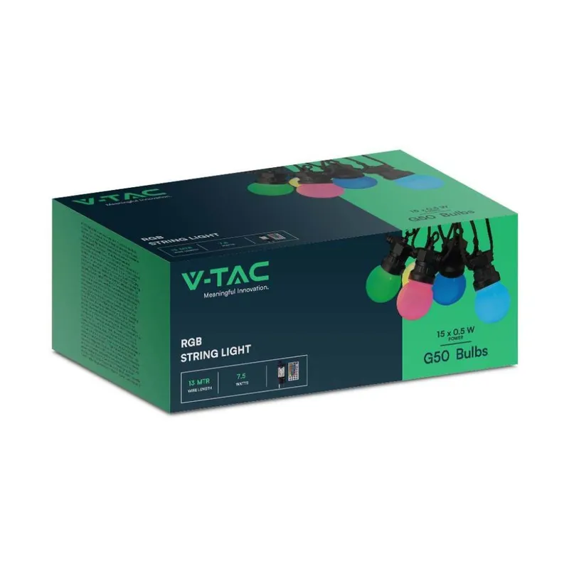 Girlanda Ogrodowa V-TAC (Sznur) LED 13mb 15x0,5W IP44 VT-713S RGB 30LM