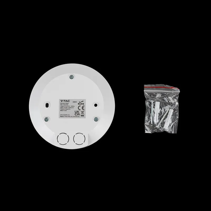 Czujnik Ruchu 360ST V-TAC Mikrofalowy Natynkowy Sufitowy Slim 24mm 2000W VT-81001 5 Lat Gwarancji - Biały