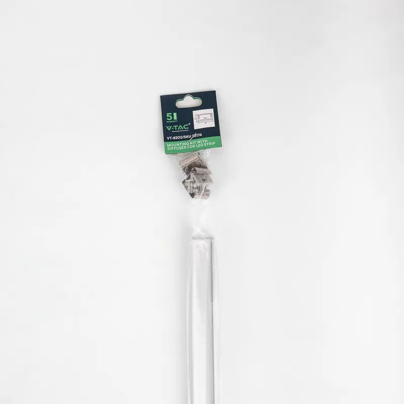 Profil Do LED Zestaw, ALU Anodowany Na Dwie Taśmy 185mm V-TAC 2mb Klosz Mleczny 20x10mm VT-8202