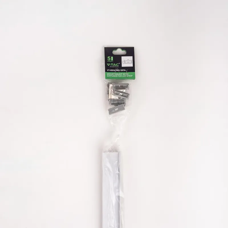 Profil Do LED Zestaw, ALU Anodowany Na Dwie Taśmy 27x10mm V-TAC 2mb Klosz Mleczny 30x10mm VT-8204
