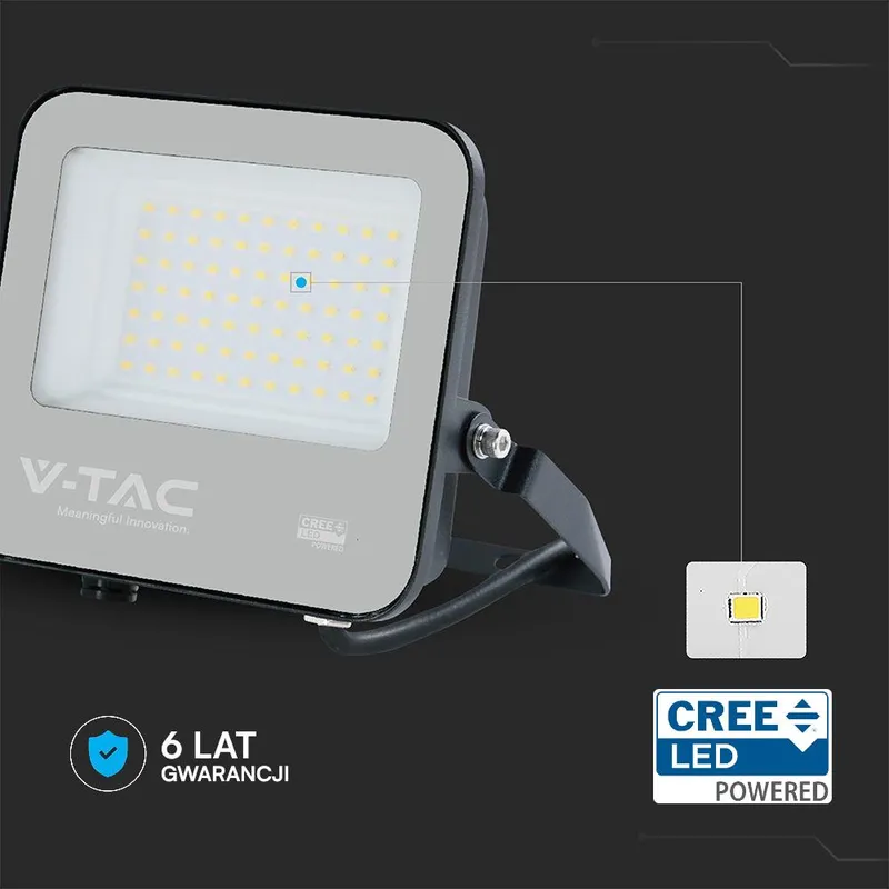 Naświetlacz LED V-TAC CREE CHIP 50W 135LM/W IP65 VT-4455 3000K 6750LM 6 Lat Gwarancji