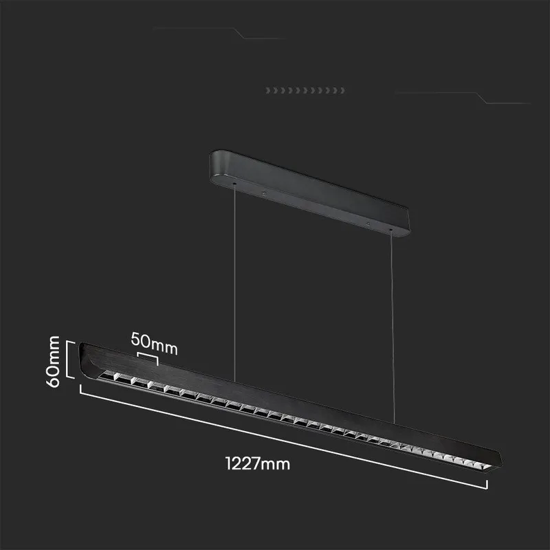 Oprawa V-TAC LED Linear SAMSUNG CHIP LIFUD Driver 36W 60ST CCT Zwieszana 120cm VT-7-36 3000K-4000K-6400K 2880LM 5 Lat Gwarancji - Czarna