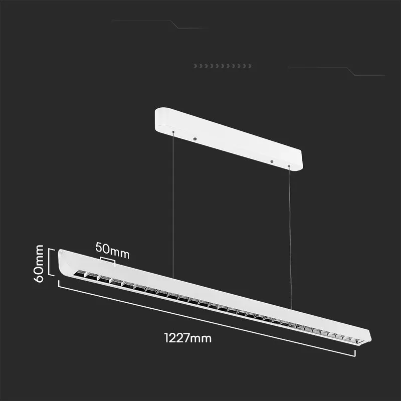 Oprawa V-TAC LED Linear SAMSUNG CHIP LIFUD Driver 36W 60ST CCT Zwieszana 120cm VT-7-36 3000K-4000K-6400K 2880LM 5 Lat Gwarancji - Biała
