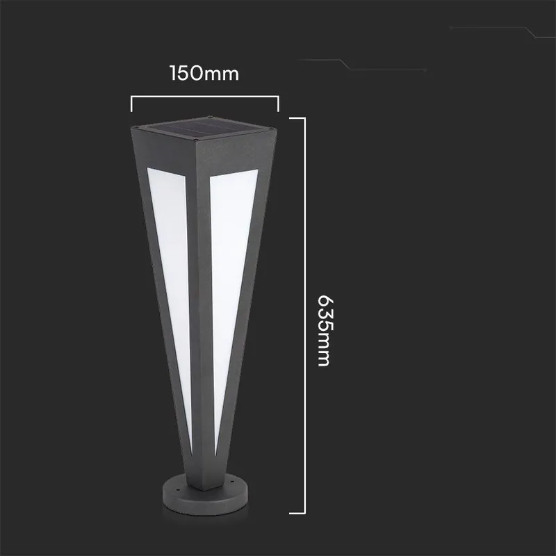 Słupek Ogrodowy Solarny V-TAC 3-5W LED IP65 Pilot 64cm VT-7654 3000K - Czarny