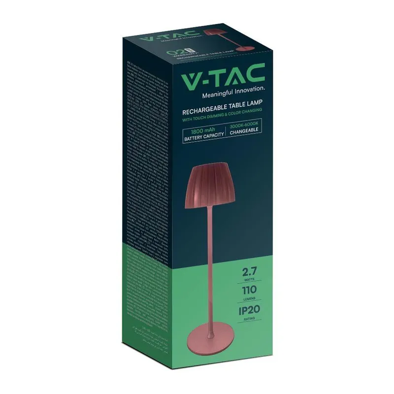 Lampka Stołowa Nocna V-TAC 2,7W LED 34cm Ładowanie USB Ściemnianie Brąz VT-7967 3000K-6000K 110LM