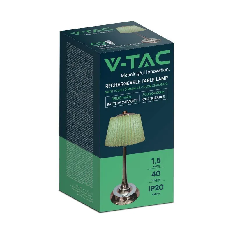 Lampka Stołowa Nocna V-TAC 1,5W LED 28cm Ładowanie USB Ściemnianie VT-7968 3000K-6000K 40LM - Zielona