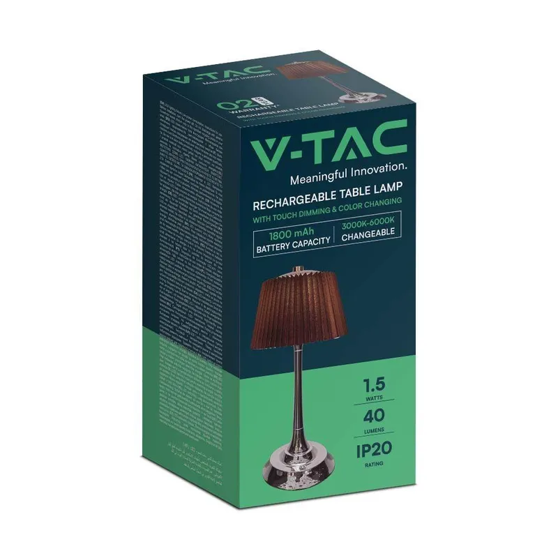 Lampka Stołowa Nocna V-TAC 1,5W LED 28cm Ładowanie USB Ściemnianie Brąz VT-7968 3000K-6000K 40LM