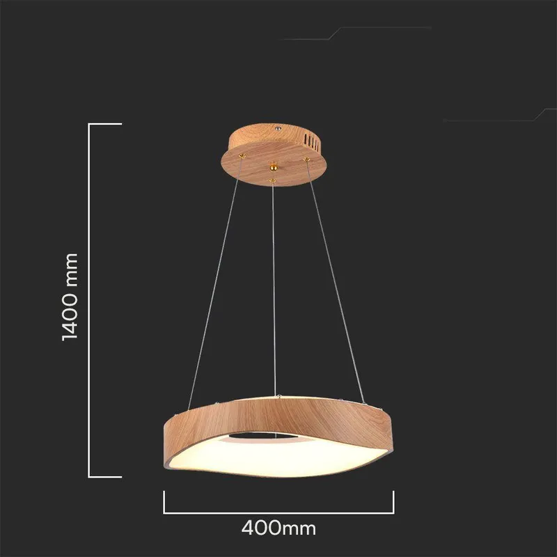 Oprawa Zwieszana V-TAC LED 18W Drewno Fi. 40cm VT-7973 3000K 2100LM
