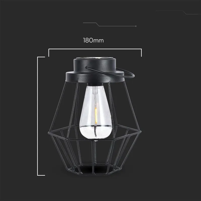 Przenośna Lampa Solarna V-TAC LED IP44 18x21cm VT-7995 2700K 8LM - Czarna