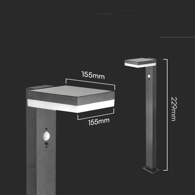 Słupek Ogrodowy Solarny V-TAC 80cm 5.5W LED IP54 Kwadrat VT-1167 3000K 220LM 3 Lata Gwarancji - Czarny