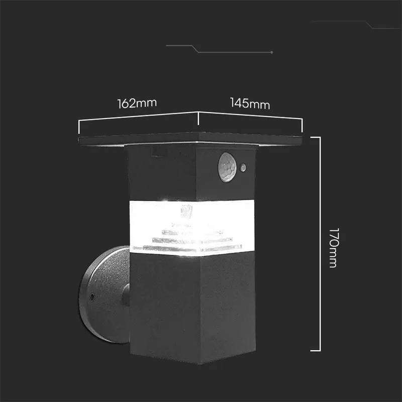 Kinkiet Ogrodowy Solarny V-TAC 5.5W LED IP54 VT-1169 3000K 250LM 3 Lata Gwarancji - Czarny