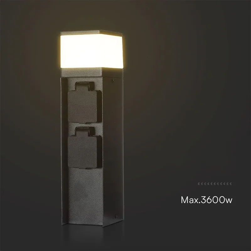 Słupek Ogrodowy LED G9 V-TAC 2 Gniazda 2X16A 23cm 3600W IP44 Grafit VT-1197 3 Lata Gwarancji