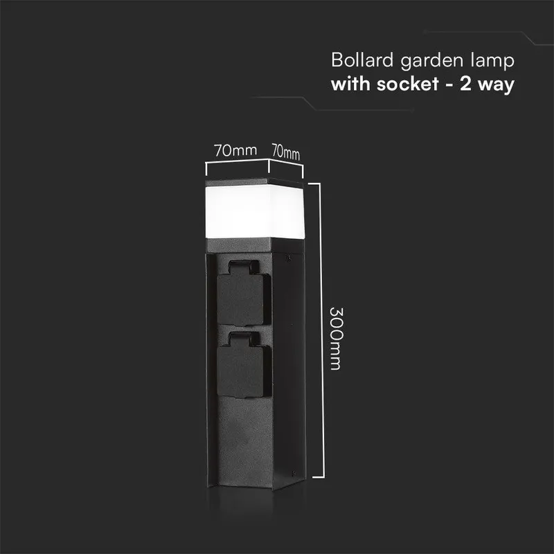 Słupek Ogrodowy LED G9 V-TAC 2 Gniazda 2X16A 23cm 3600W IP44 Grafit VT-1197 3 Lata Gwarancji