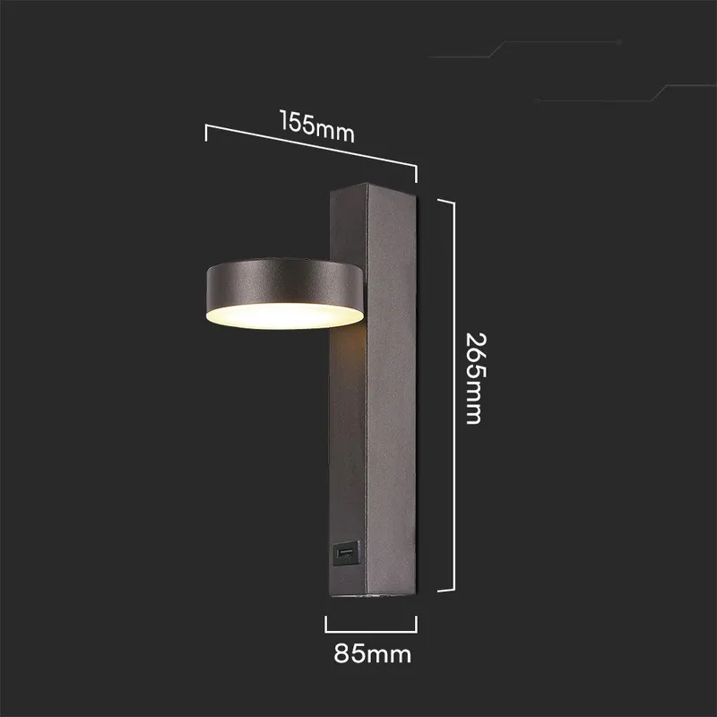 Oprawa LED V-TAC 8W Kinkiet Hotel Łóżko USB VT-10111 3000K 900LM