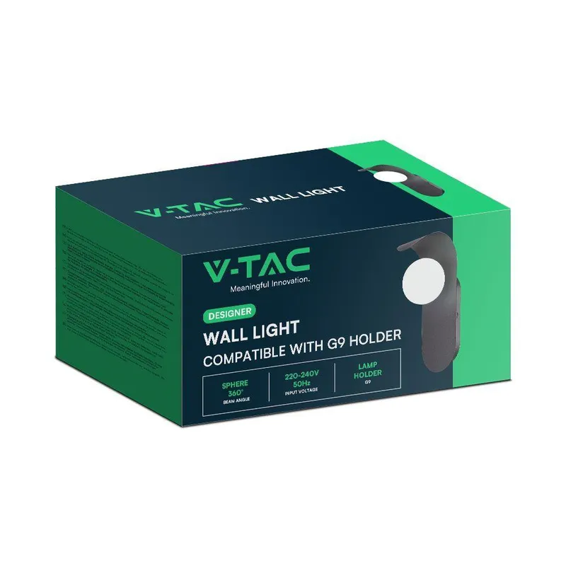 Oprawa Ścienna Kinkiet V-TAC G9 VT-10113 - Czarny