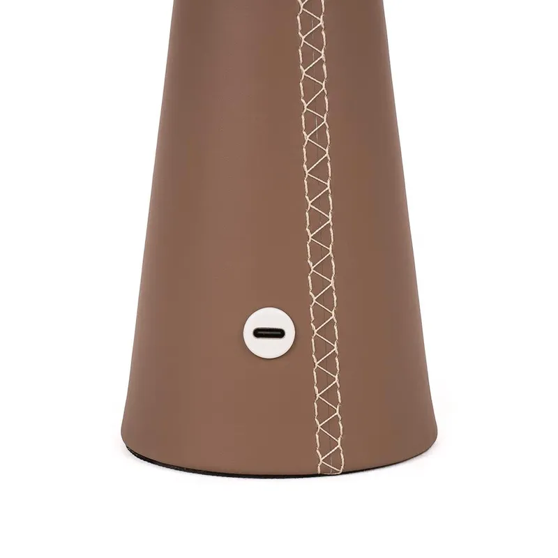Lampka Stołowa Nocna V-TAC 3W LED 33cm CCT Ładowanie USB-C Ściemnianie Skóra VT-10117 3000K-6000K 240LM - Brązowa