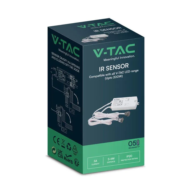 Czujnik Ruchu Na Ruch Ręki Z Przewodem MAX.500W Dwa Sensory V-TAC VT-81012 5 Lat Gwarancji
