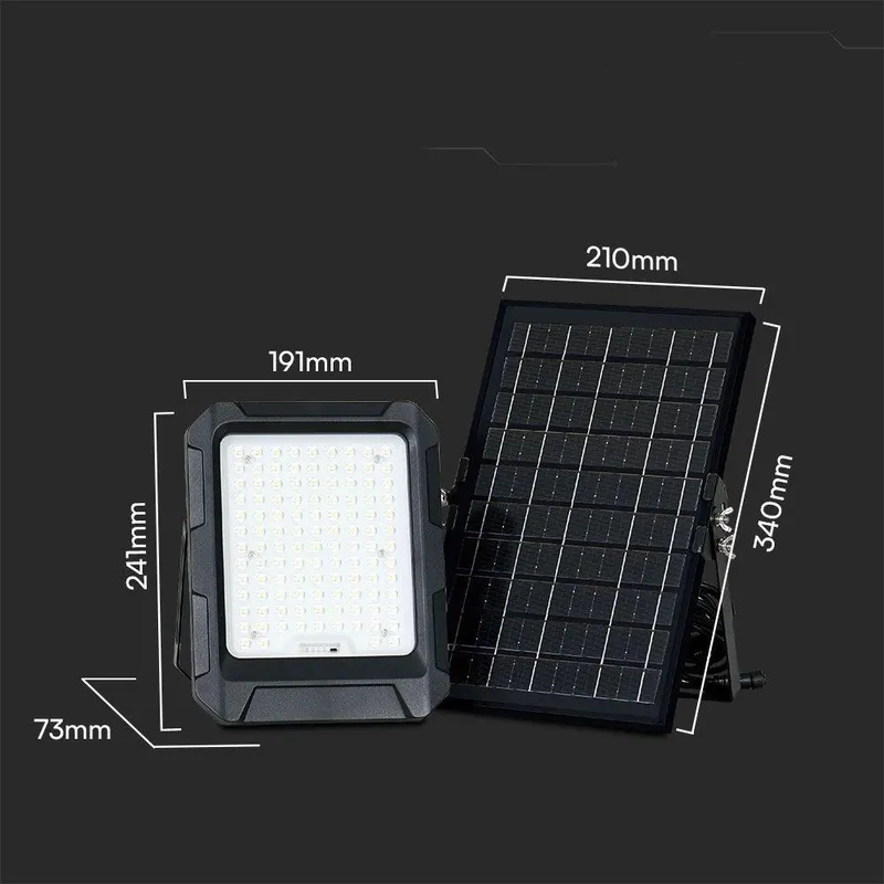 Naświetlacz LED Solarny V-TAC 10W Pilot Auto Timer IP65 VT-55W 4000K 1000LM - Czarny