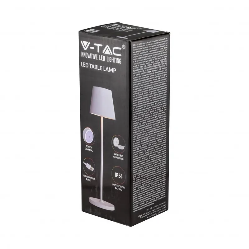 Lampka Stołowa Nocna V-TAC 1,5W LED 27,5cm Ładowanie Ściemnianie IP54 VT-7997 3000K 150LM - Biała