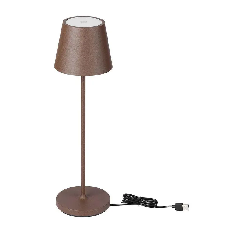Lampka Stołowa Nocna V-TAC 1.5W LED 275cm Ładowanie Ściemnianie IP54 Brąz Corten VT-7997 3000K 150LM
