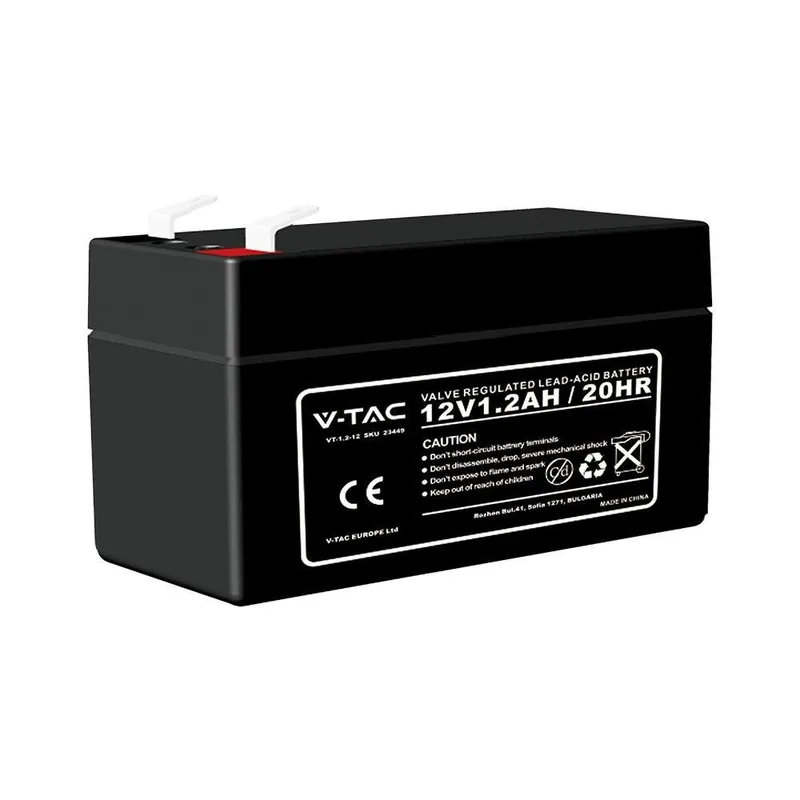 Akumulator Żelowy Bezobsługowy 12V 1.3Ah V-TAC TI 97X43X52(57)MM VT-1.2-12 5 Lat Gwarancji