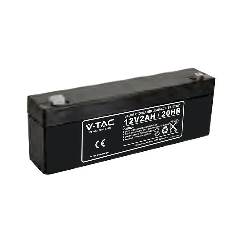 Akumulator Żelowy Bezobsługowy 12V 2.0Ah V-TAC T1 178X35X60(67)MM VT-2-12 5 Lat Gwarancji