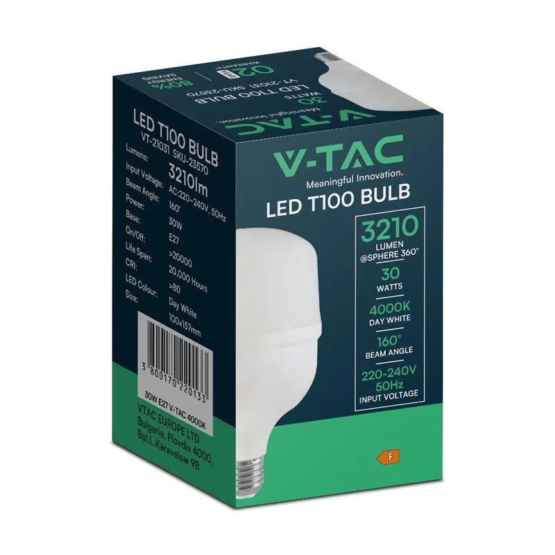 Żarówka LED V-TAC 30W T100 E27/E40 100x157mm VT-21031 6500K 3210LM