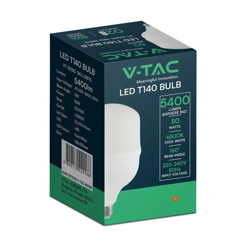 Żarówka LED V-TAC 50W T140 E27/E40 138x220mm VT-21050 4000K 5400LM