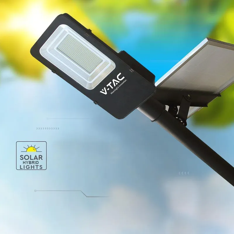 Naświetlacz Oprawa Uliczna Solarna Hybrydowa V-TAC 50W LED VT-ST201 4000K 4000LM