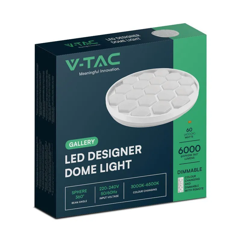Oprawa Sufitowa Plafoniera V-TAC 60W LED Beehive FI.49CM CCT Pilot Timer VT-8569 3000K-6500K 6000LM