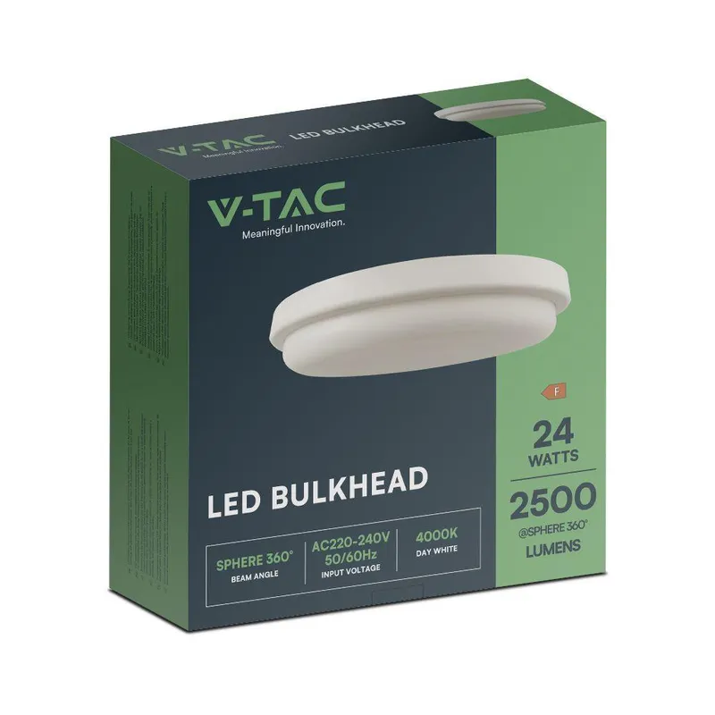Oprawa Sufitowa Plafoniera V-TAC 24W LED Okrągły 240x38mm IP54 VT-80024 6500K 2500LM