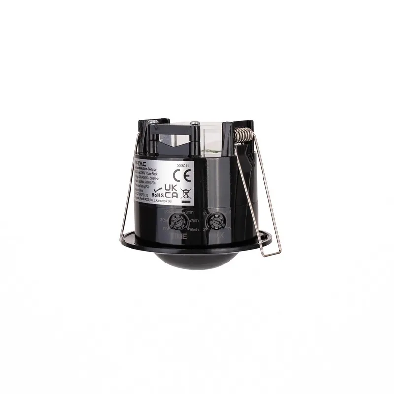 Czujnik Ruchu Sufitowy 360ST Wpuszczany Okrągły Full Black V-TAC VT-8029 - Czarny
