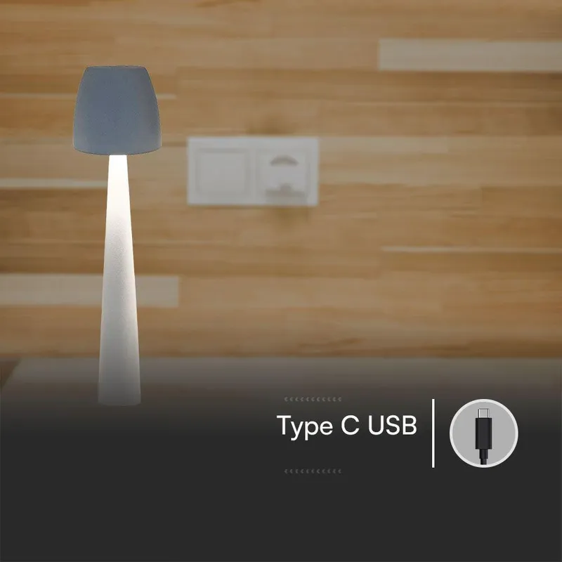 Lampka Stołowa Nocna V-TAC 3W LED 37cm Ładowanie USB Ściemnianie VT-75001 3000K-4000K-6400K 110LM - Biała