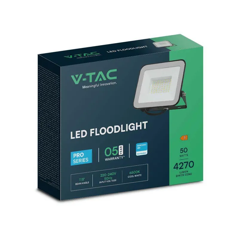 Naświetlacz LED V-TAC 50W SAMSUNG CHIP PRO-S VT-44055 4000K 4270LM 5 Lat Gwarancji - Czarny
