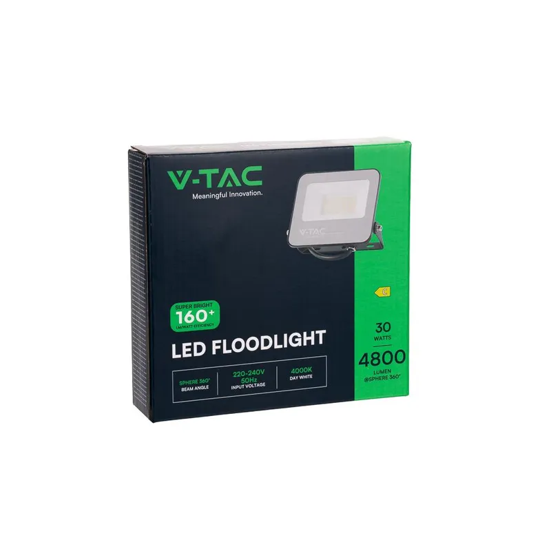 Naświetlacz LED V-TAC 30W 160LM/W VT-44031 6500K 4800LM 5 Lat Gwarancji - Czarny
