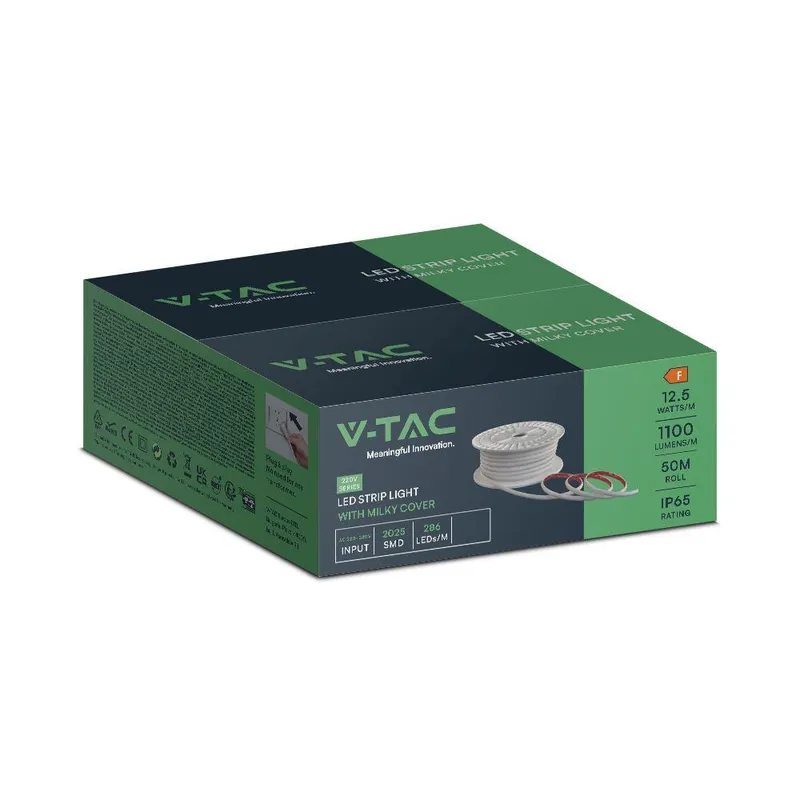 Taśma LED 230V V-TAC Bezpunktowa COB 286LED/M 12,5W/M Rolka 50mb VT-2025 286-50M 6500K 1100LM