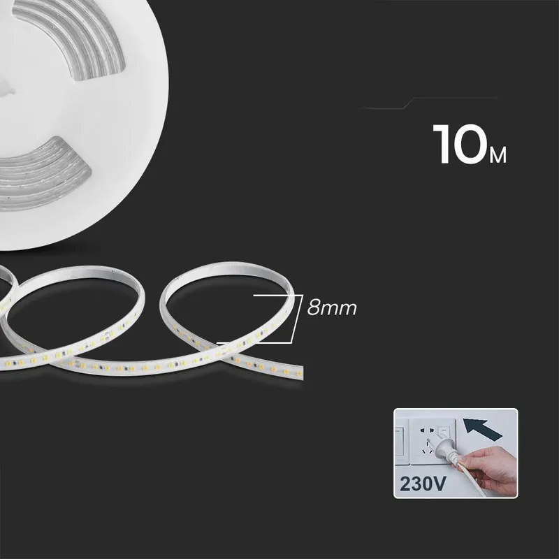 Taśma LED 230V V-TAC Rękaw IP65 120LED/M 10,5W/M Rolka 10mb VT-2835 121-10M Kolor - Niebieski