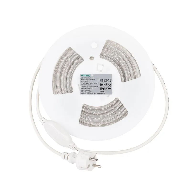 Taśma LED 230V V-TAC Rękaw IP65 120LED/M 10,5W/M Rolka 10mb VT-2835 121-10M Kolor - Zielony