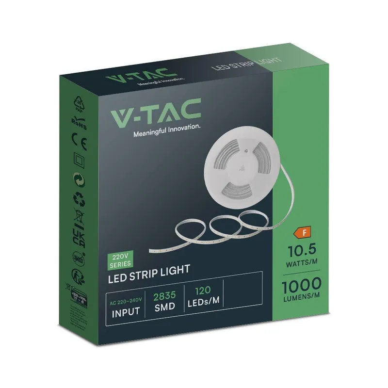Taśma LED 230V V-TAC Rękaw IP65 120LED/M 10,5W/M Rolka 10mb VT-2835 121-10M 4000K 1000LM