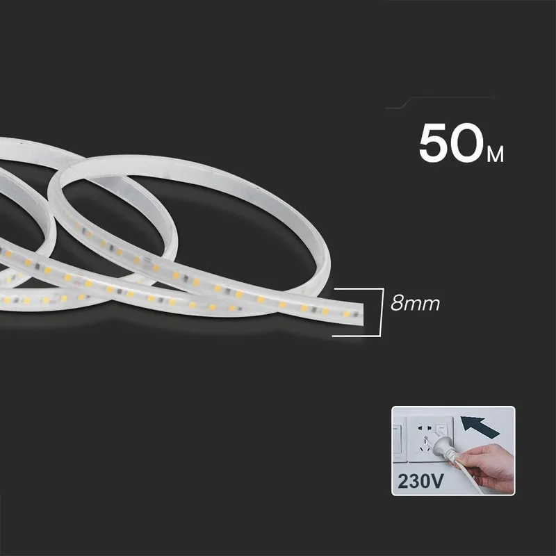 Taśma LED 230V V-TAC Rękaw IP65 120LED/M 10,5W/M Rolka 50mb VT-2835 121-50M Kolor - Zielony