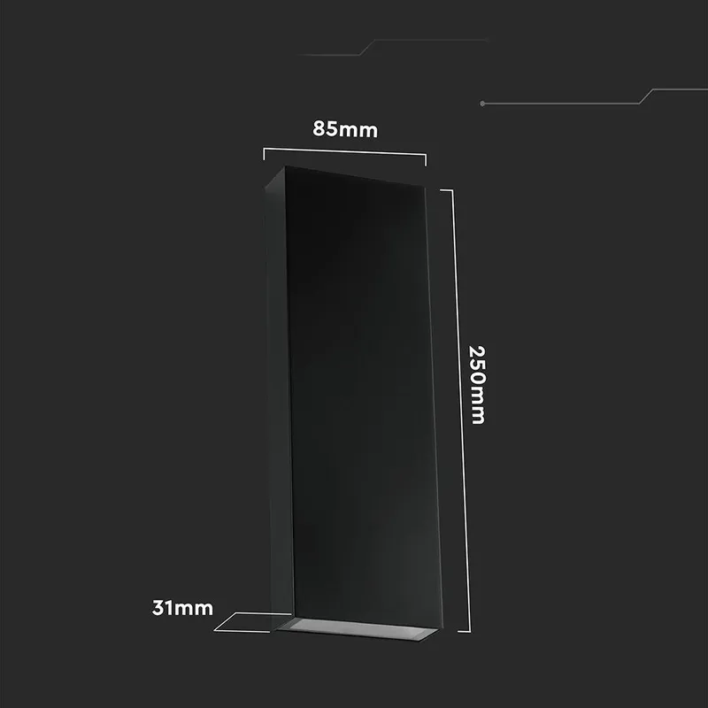 Kinkiet Ścienny V-TAC 8W LED IP65 85x250mm VT-91008 4000K 1120LM - Czarny