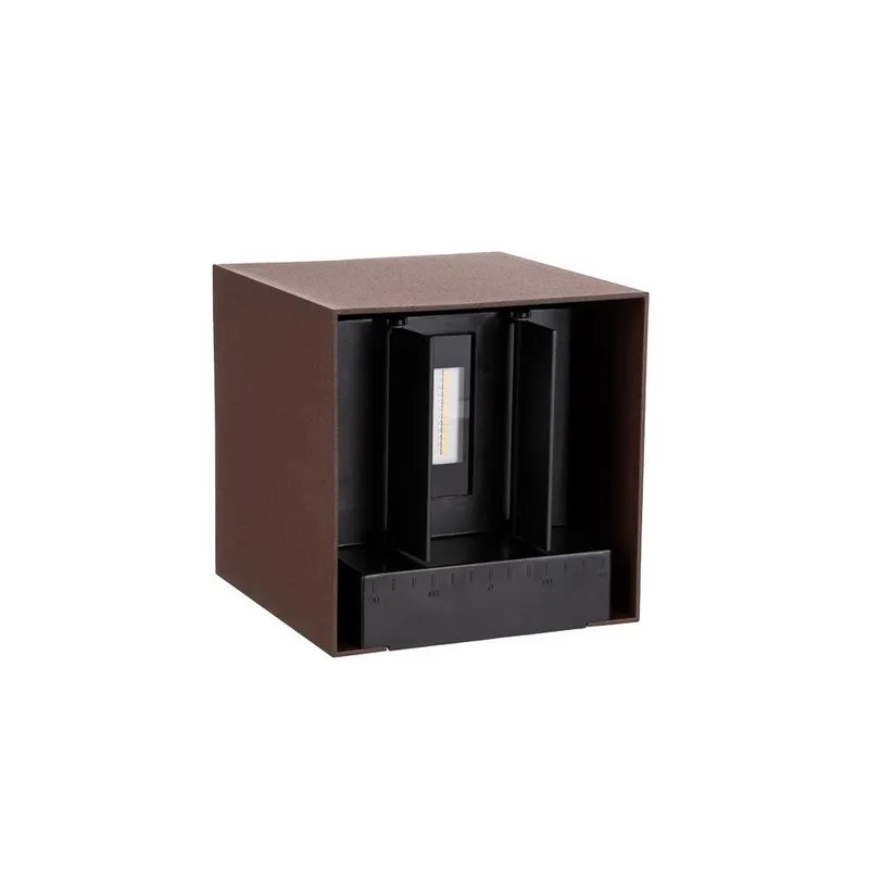 Oprawa Ścienna Solarna V-TAC 9W LED COB Brąz Corten Kostka 15x15cm IP65 Czujnik Ruchu VT-409CCT 3000K-4000K-5000K 800LM